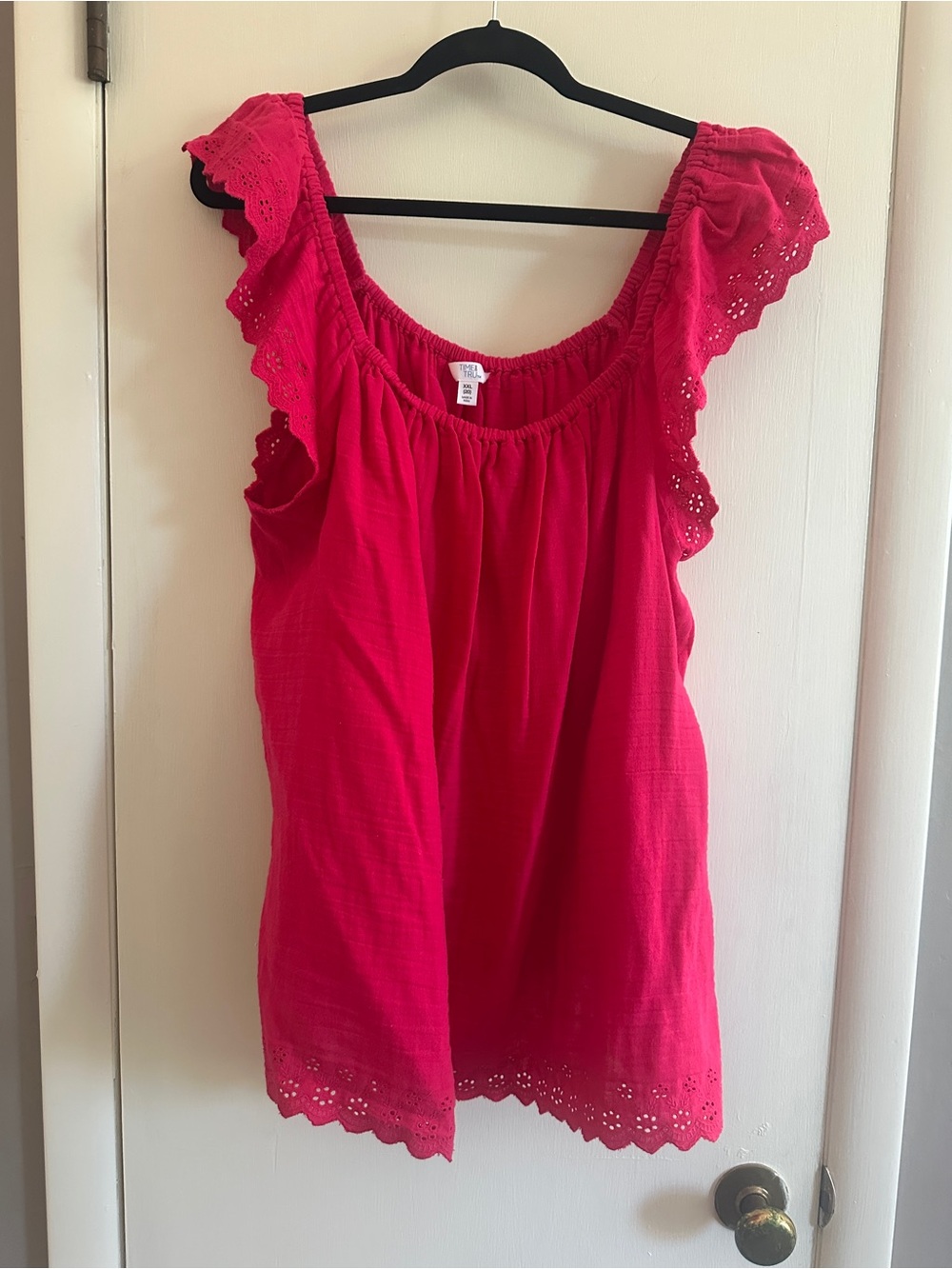 Time and Tru Hot Pink Eyelet Tank Top